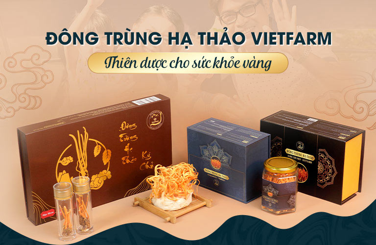 Bộ sản phẩm của Đông trùng hạ thảo Vietfarm